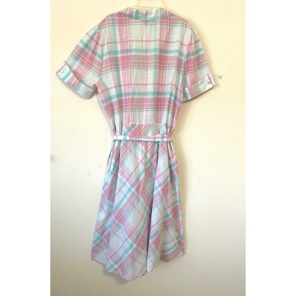 Brooks Brothers Dress Size 16 Pastel Plaid Midi Coquette Classicore Modest - Picture 4 of 10